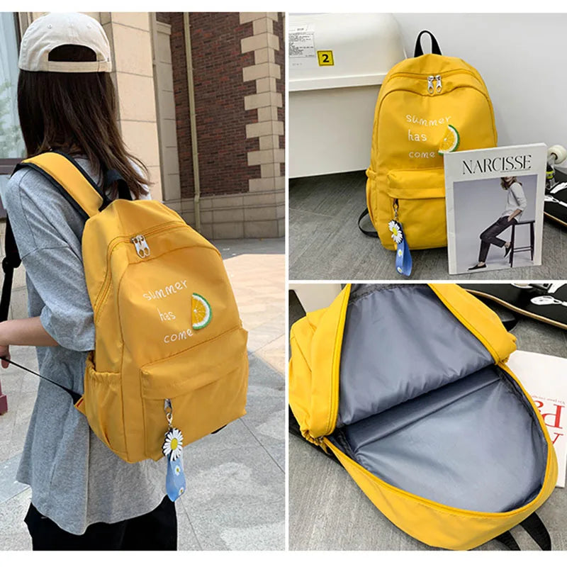 Women's Nylon Printing Backpack Large Capacity School Bag