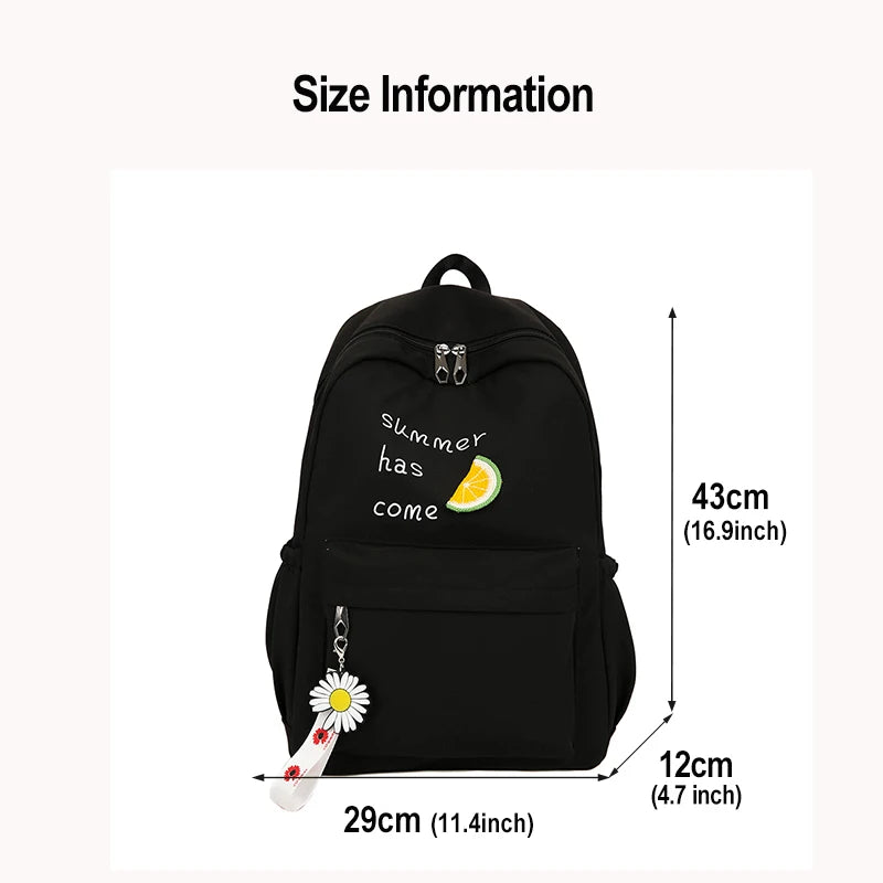Women's Nylon Printing Backpack Large Capacity School Bag