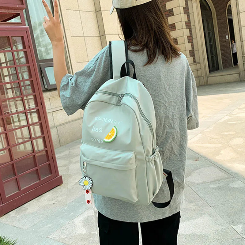 Women's Nylon Printing Backpack Large Capacity School Bag