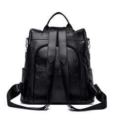 Women's Large PU Leather Backpack for Travel, School & Shoulder Bag