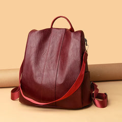 Women's Large PU Leather Backpack for Travel, School & Shoulder Bag