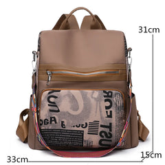 Women's Printed Nylon Oxford Backpack Casual Outdoor Safety Bag