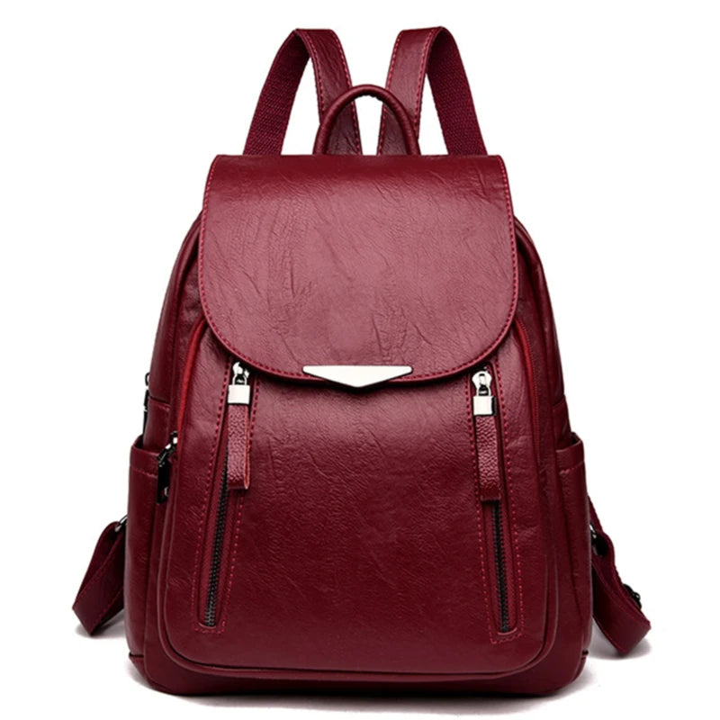 Women's Backpack Large PU Leather Handbag Schoolbag For Girls