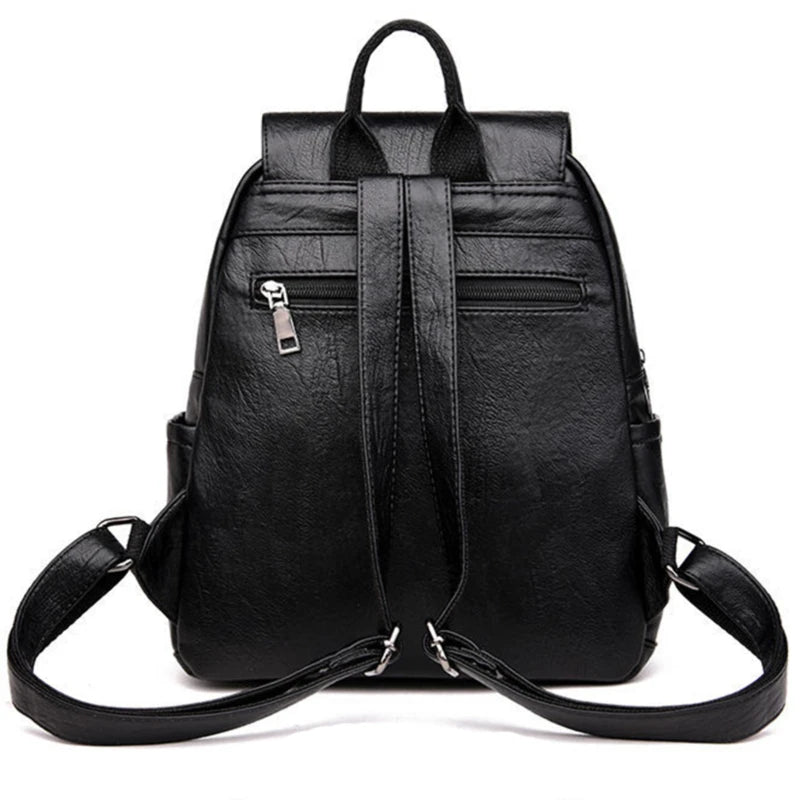 Women's Backpack Large PU Leather Handbag Schoolbag For Girls