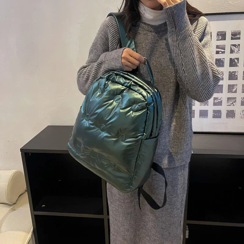 Women's Backpack Space Cotton Student School Bag Winter Ladies Bookbag