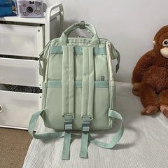 Contrast Nylon School Bag For Teen Girls Large Capacity Travel Bag