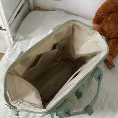 Contrast Nylon School Bag For Teen Girls Large Capacity Travel Bag