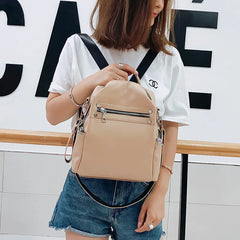Women's Backpack Soft Leather Schoolbag Casual Shoulder Bag
