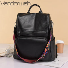 Women's Backpack Large Capacity Shoulder Bags PU Leather Mochilas Feminina