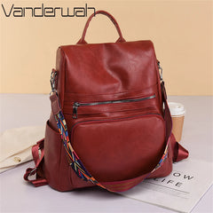 Women's Backpack Large Capacity Shoulder Bags PU Leather Mochilas Feminina