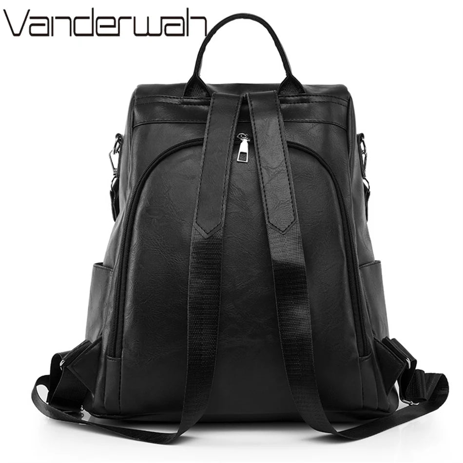 Women's Backpack Large Capacity Shoulder Bags PU Leather Mochilas Feminina