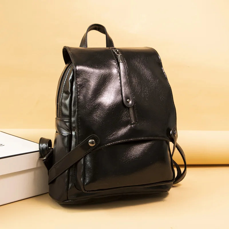 Women's PU Leather Backpack Schoolbag Casual Travel Shoulder Bag