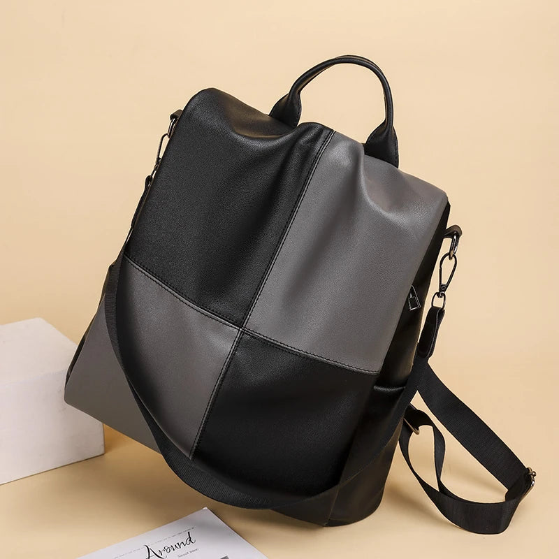 Women's Large Capacity Leather Backpack