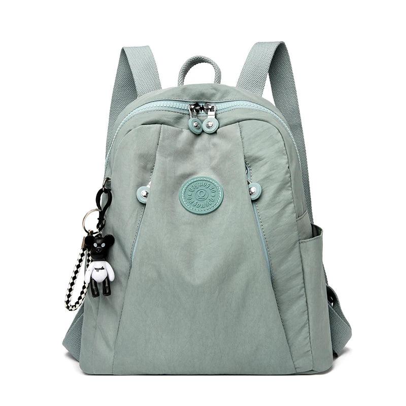 Women's Large Capacity Casual Backpack Solid Shoulder Bag High Nylon Cloth
