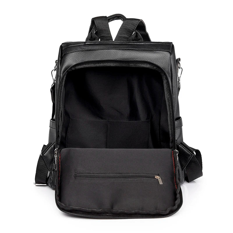 Women's PU Leather Backpack Large Capacity School Bag