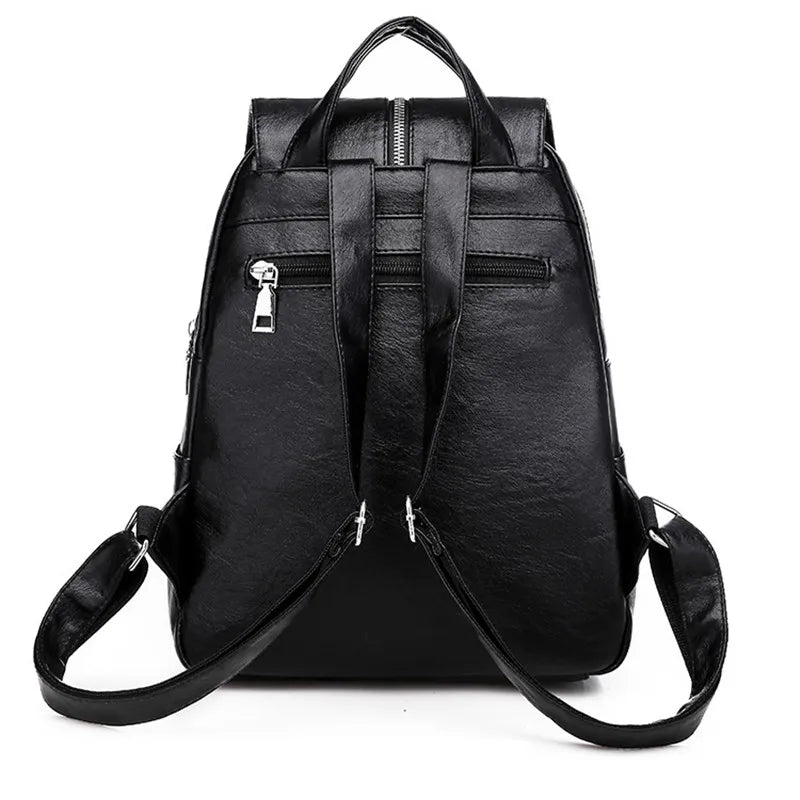 Leather Pu Backpack for Men and Women - School Laptop Travel Bag