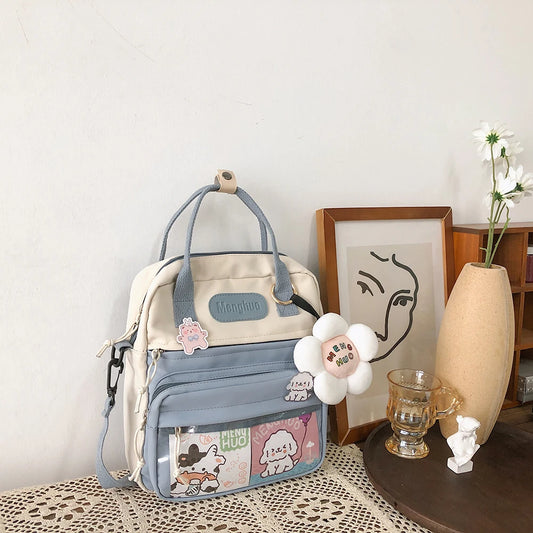 Women's Nylon PVC School Backpack Casual Shoulder Bag