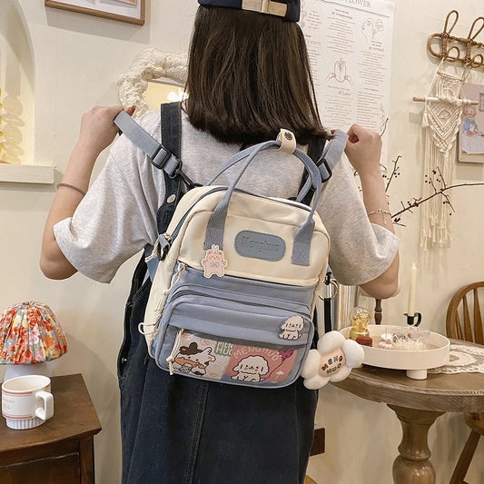 Women's Nylon PVC School Backpack Casual Shoulder Bag