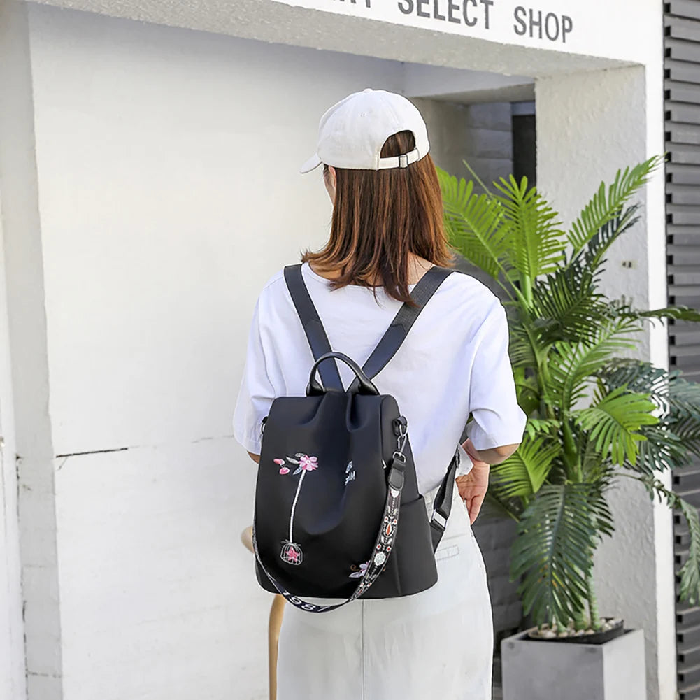 Embroidery Flower Pattern Backpack Large Capacity School Bag