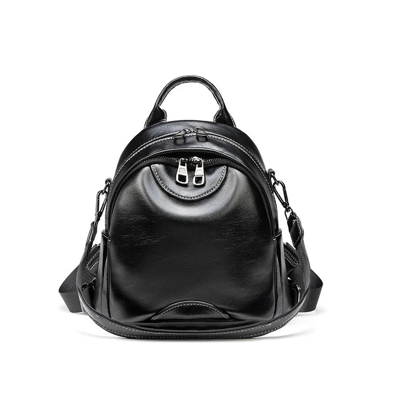Retro Leather Small Backpack for Women Travel Bag