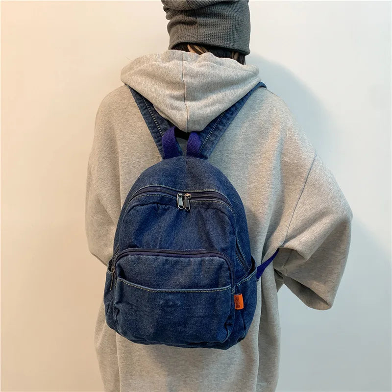 Mini Denim Backpack for Teen Girls School Rucksack