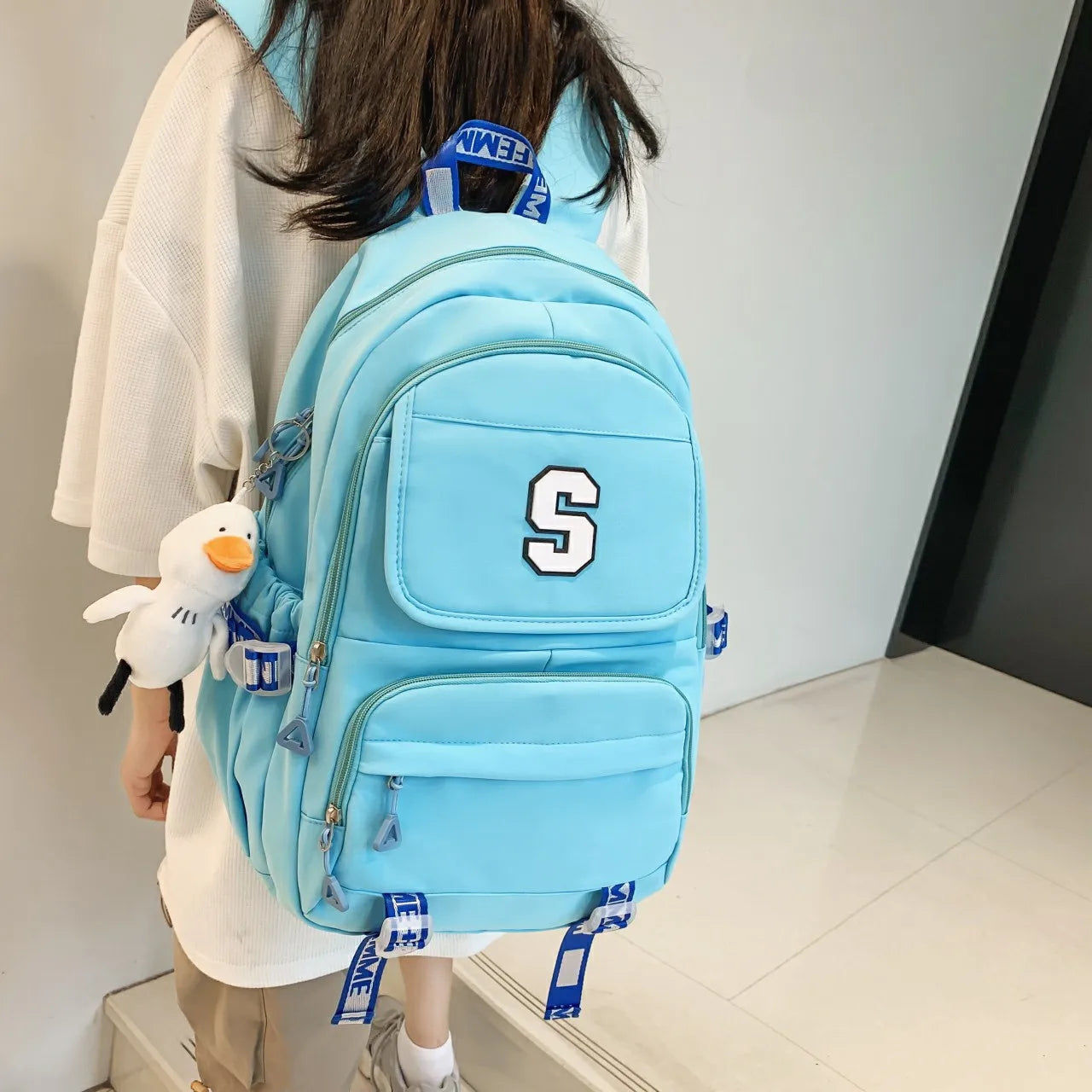 Women's Solid Backpack for Teenage Girl Book Knapsack