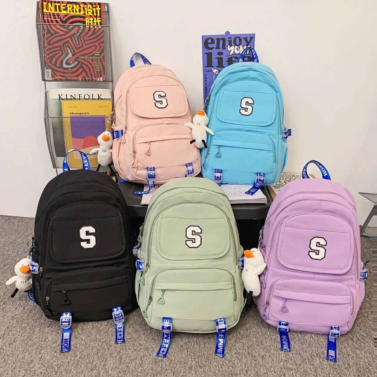 Women's Solid Backpack for Teenage Girl Book Knapsack