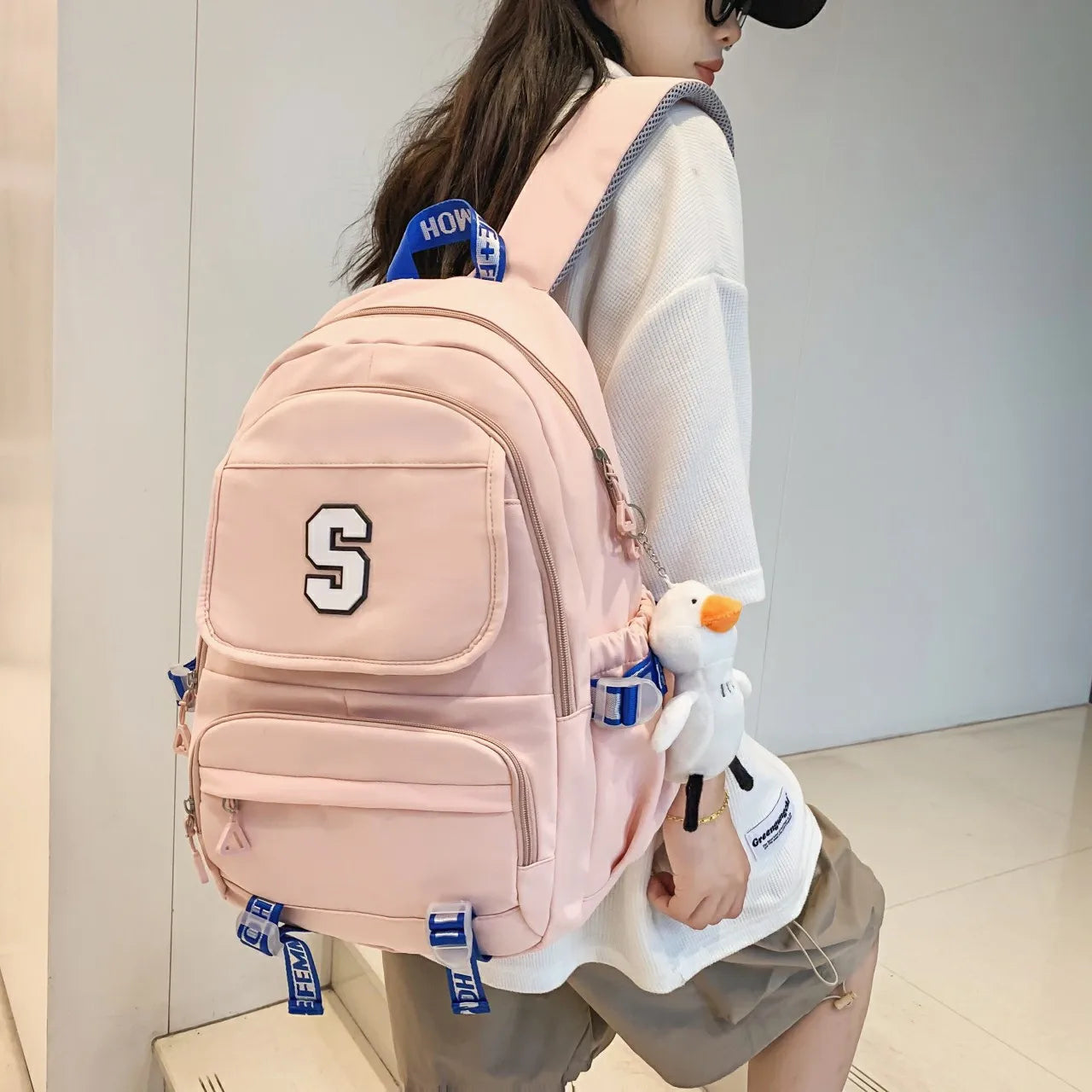 Women's Solid Backpack for Teenage Girl Book Knapsack