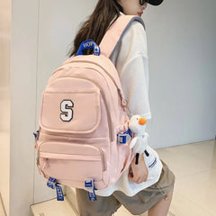 Women's Solid Backpack for Teenage Girl Book Knapsack