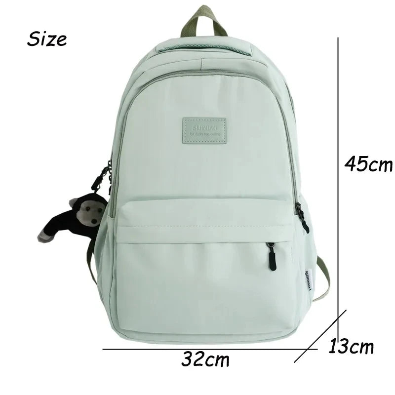 Solid Women's Backpack Multi-pocket Casual Travel Bag High Schoolbag
