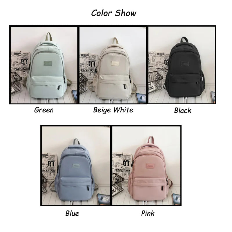 Solid Women's Backpack Casual Travel Bag High Schoolbag for Teenage Girl