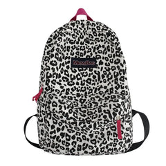 Leopard Pattern Canvas Women's Backpack School Bag Travel Female Schoolbag