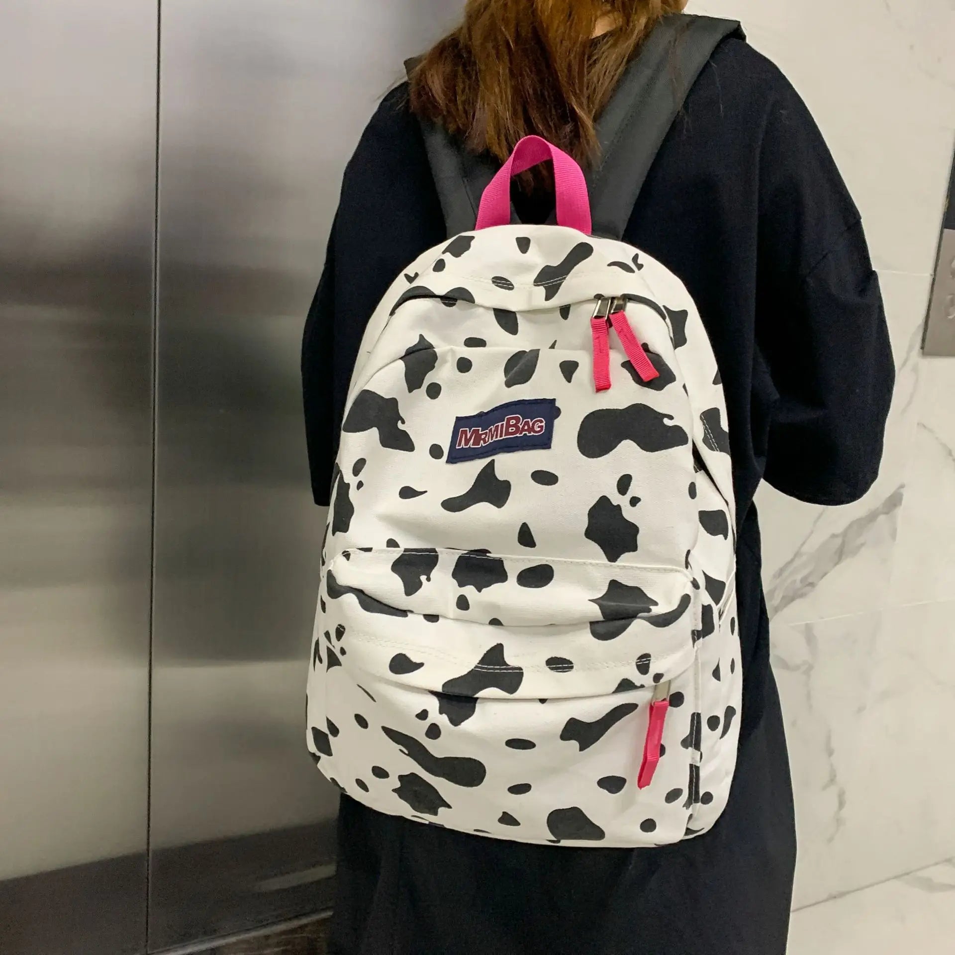 Leopard Pattern Canvas Women's Backpack School Bag Travel Female Schoolbag