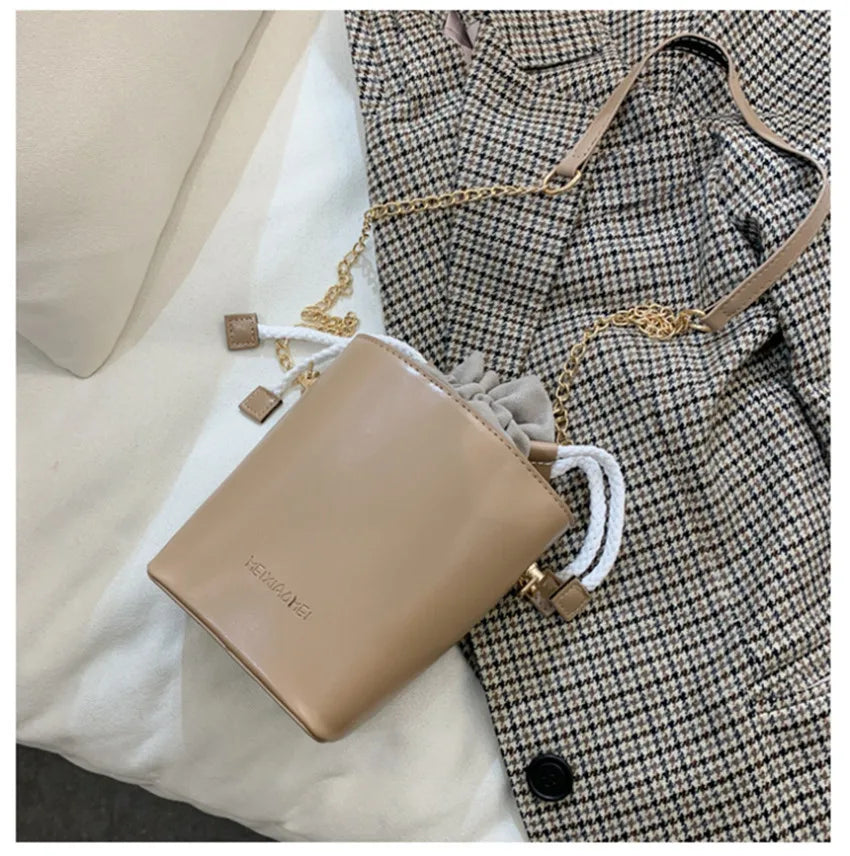 Women's Small Box Bucket Bag Messenger Small Bag