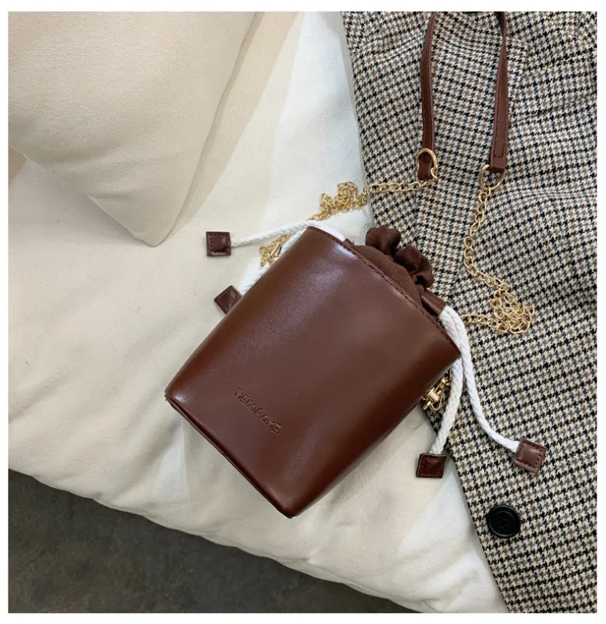 Women's Small Box Bucket Bag Messenger Small Bag