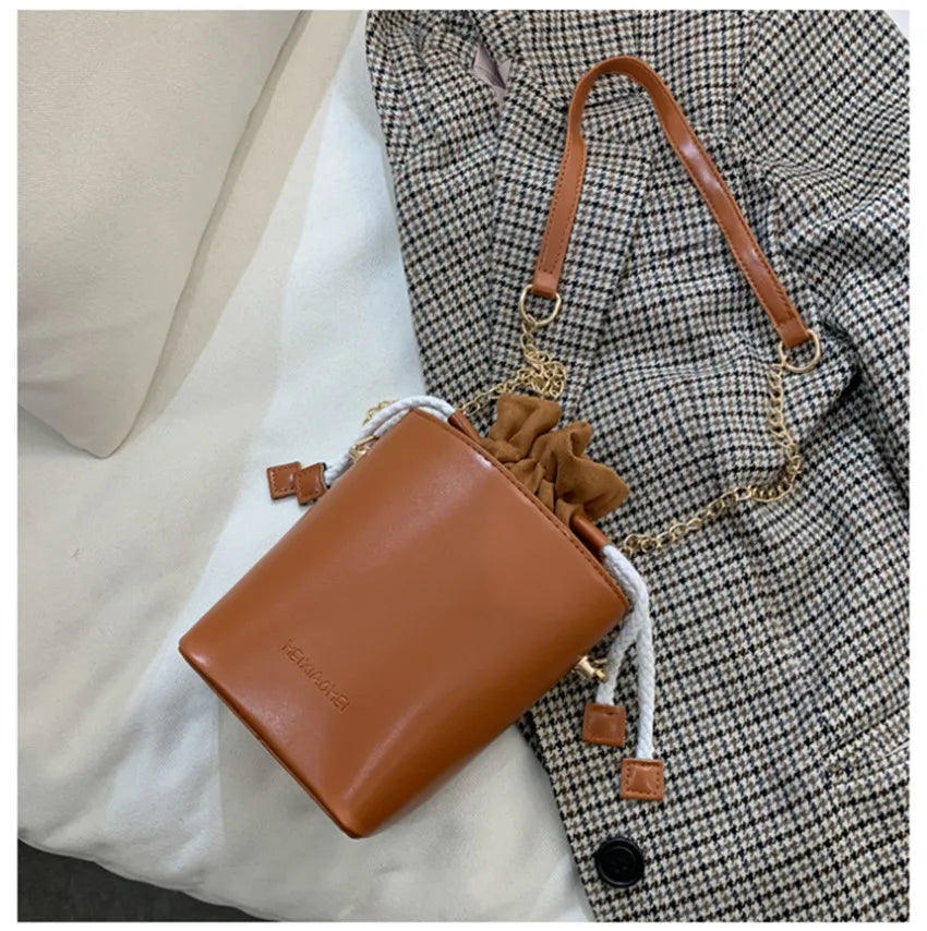 Women's Small Box Bucket Bag Messenger Small Bag
