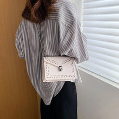 Women's Chain Rivets Crossbody Bag Retro Small Square Bag