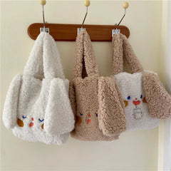 Women's Lamb Wool Fabric Shoulder Bag Canvas Handbag Tote