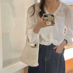 Women's Mesh Bucket Handheld Bag Hollow WRIST BAG