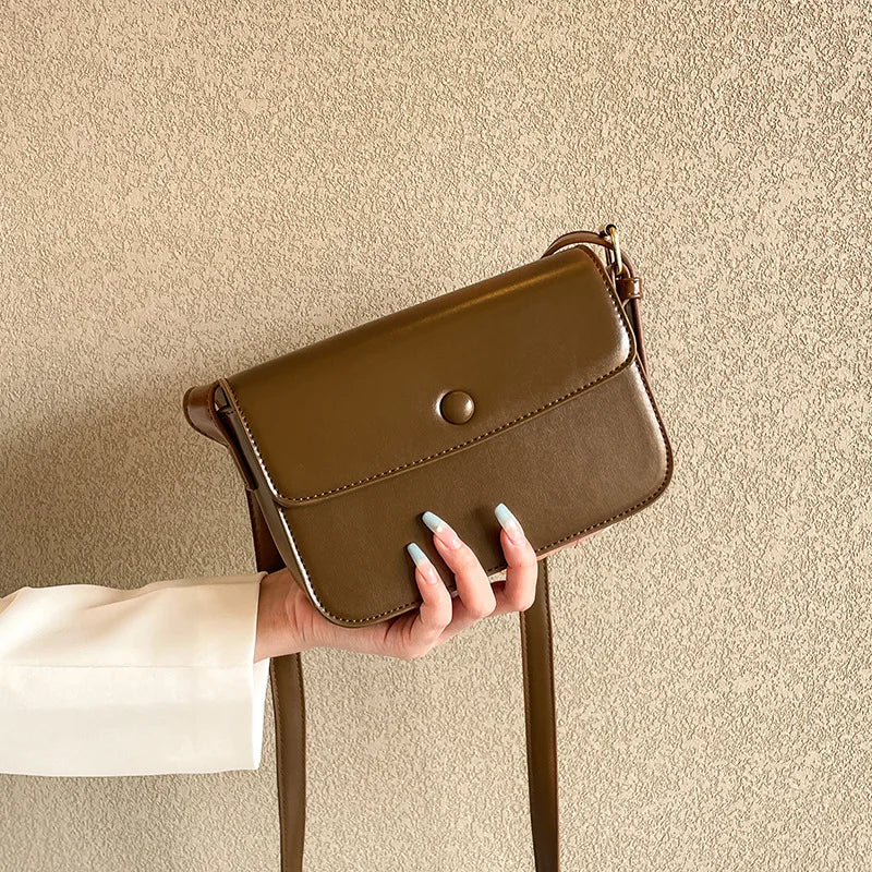High-end Small Square Women's Diagonal Bag Leather Retro Tofu Bag