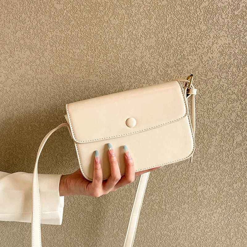 High-end Small Square Women's Diagonal Bag Leather Retro Tofu Bag