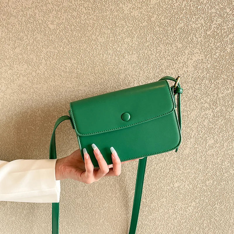 High-end Small Square Women's Diagonal Bag Leather Retro Tofu Bag