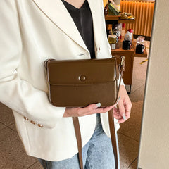 High-end Small Square Women's Diagonal Bag Leather Retro Tofu Bag