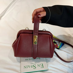 Women's Retro Crossbody Bag Messenger Handbag Clip Mouth Totes