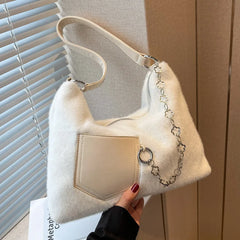 Plush Winter Underarm Bag for Women