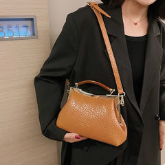Women's Retro Shoulder Bag, Solid Color Portable Slung Bag