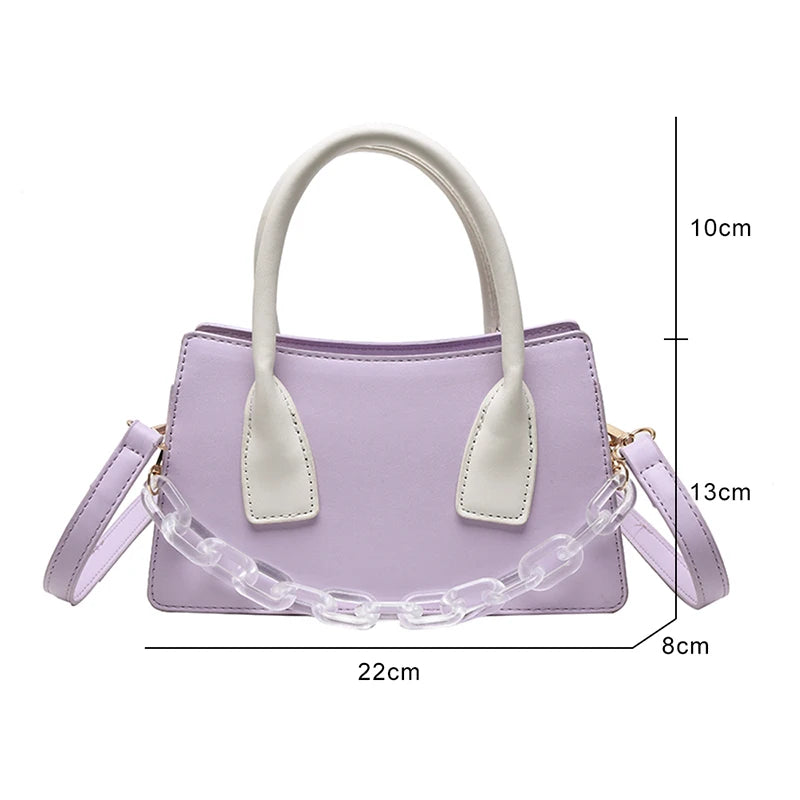 Purple PU Leather Female Shoulder Bag Messenger Solid