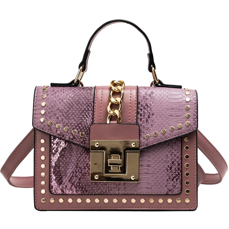 Women's Bag Shoulder Bag PU Leather Solid Snake Pattern Crossbody Square Bag