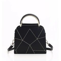 Women's Shoulder Bag PU Leather Thick Line Semicircular Iron Handle Handbag