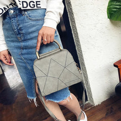 Women's Shoulder Bag PU Leather Thick Line Semicircular Iron Handle Handbag